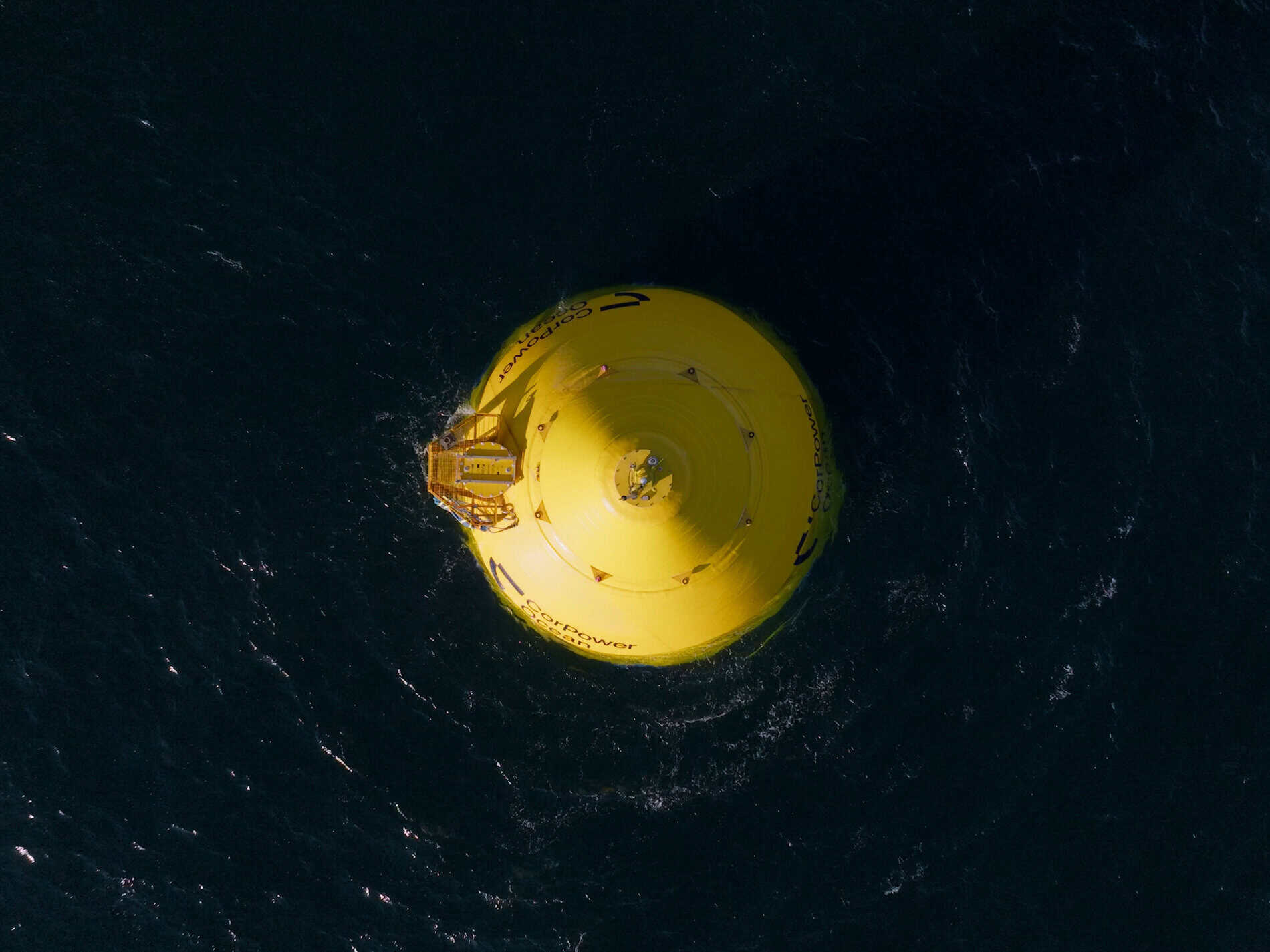 Aerial view of CorPower Ocean wave energy converter array